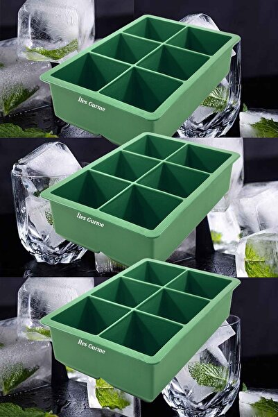 İles Gurme Silikon Ekstra Büyük Boy 6'lı Buz Kalıbı Yeşil 3 Adet
