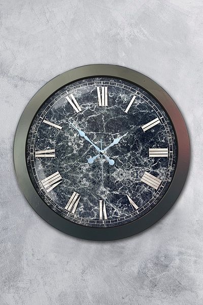 Kasva Concept Ceas de perete cu model de marmură din metal cromat de 36 cm