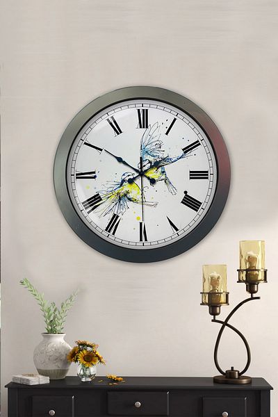 Kasva Concept Gift 36 cm Black Metal Bird Wall Clock