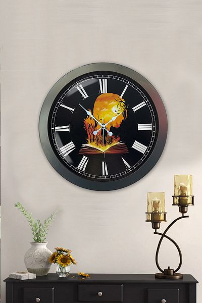 Kasva Concept 36 cm Black Metal Book - Human Wall Clock