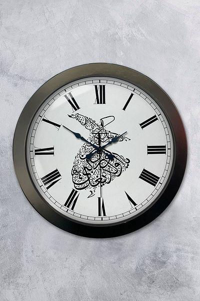 Kasva Concept Gift 36 cm Black Metal Mevlana Wall Clock