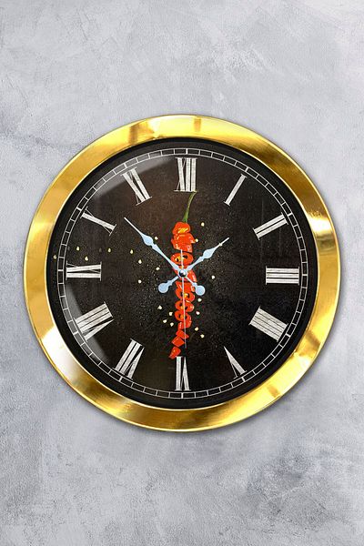 Kasva Concept Gift 36 cm Gold Metal Kitchen Wall Clock