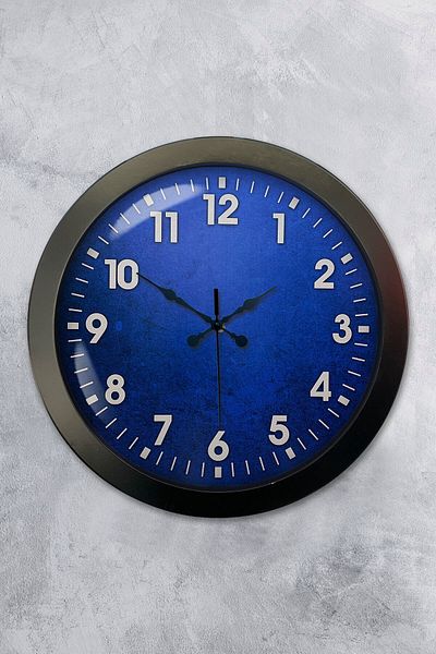 Kasva Concept Cadou 36 Cm Negru Metal Albastru Ceas de Perete