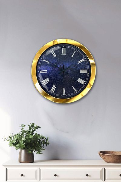 Kasva Concept Gift 36 cm Gold Metal New Blue Wall Clock