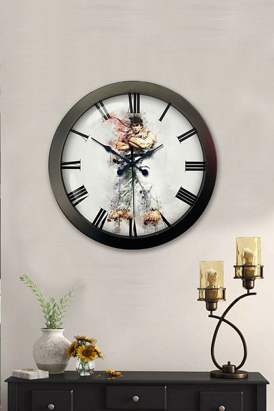 Kasva Concept Gift 36 cm Black Metal Street Fighter Wall Clock
