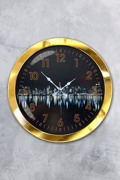 Kasva Concept Gift 36 cm Gold Metal Reflection Wall Clock