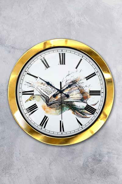 Kasva Concept Gift 36 cm Gold Metal Library Wall Clock