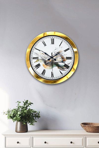 Kasva Concept Gift 36 cm Gold Metal Library Wall Clock