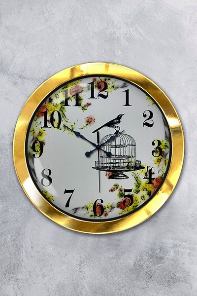 Kasva Concept Gift 36 cm Gold Metal Bird Wall Clock