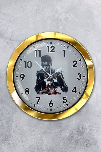 Kasva Concept 36 cm Gold Metal Muhammad Ali Wall Clock