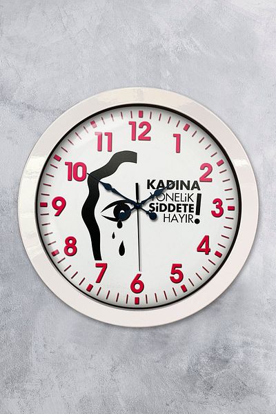 Kasva Concept 36 cm White Metal Social Message Wall Clock