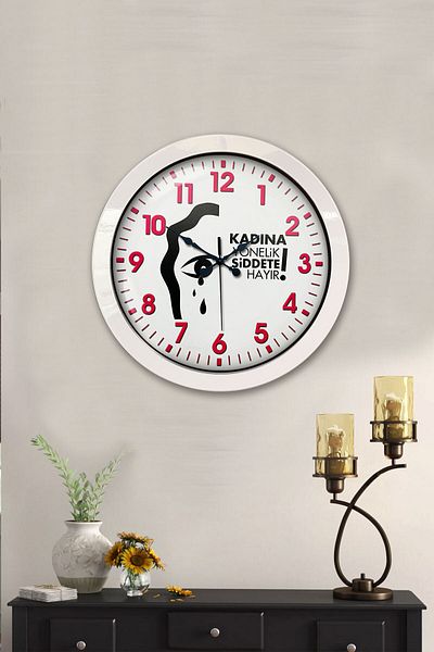 Kasva Concept 36 cm White Metal Social Message Wall Clock