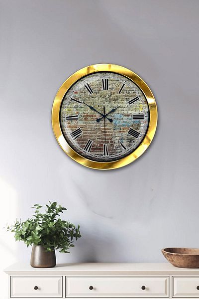 Kasva Concept Gift 36 cm Gold Metal Vintage Wall Clock