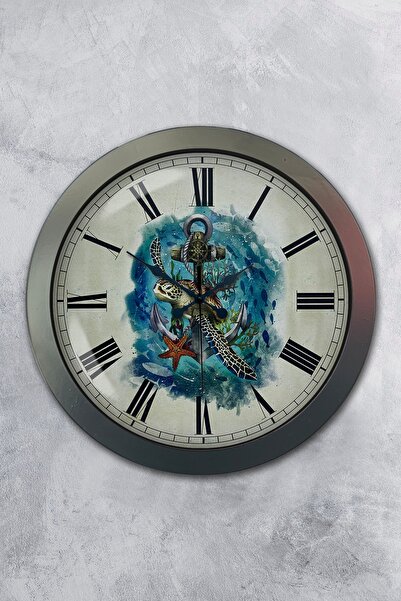 Kasva Concept هدية ساعة حائط معدنية على شكل بحر أنثراسايت مقاس 36 سم