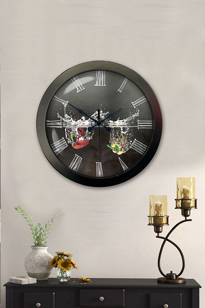 Kasva Concept Gift 36 cm Black Metal Kitchen Wall Clock