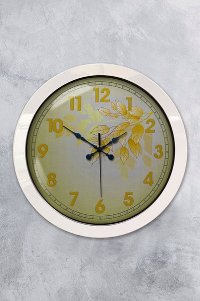 Kasva Concept Gift 36 cm White Metal Yellow Wall Clock