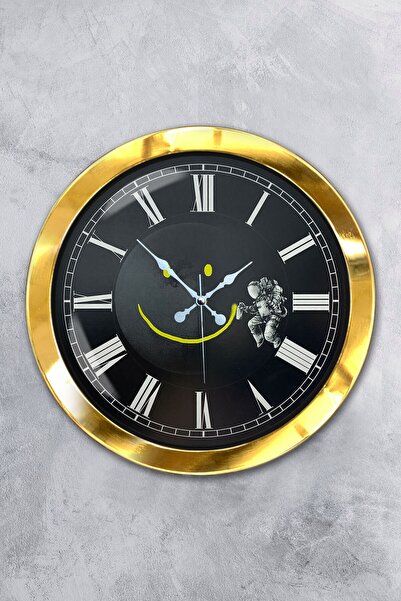 Platin Saat هدية ساعة حائط معدنية ذهبية مقاس 36 سم على شكل مريخ