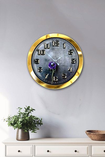 Kasva Concept Gift 36 cm Gold Metal Iron Wall Clock