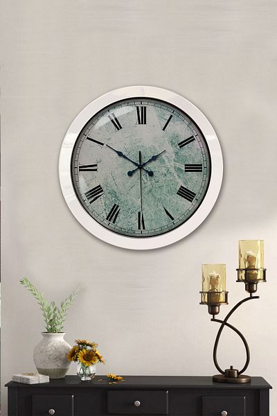 Kasva Concept Gift 36 cm White Metal Roman Numeral Wall Clock