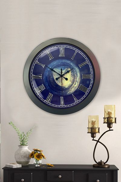 Kasva Concept 36 Cm Black Metal Stone Heart Wall Clock