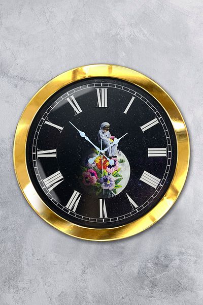 Kasva Concept Gift 36 cm Gold Metal Green World Wall Clock