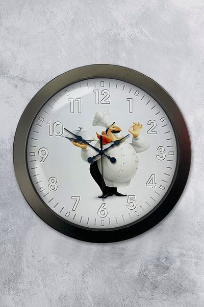 Kasva Concept Gift 36 cm Black Metal Kitchen Wall Clock