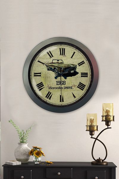Kasva Concept 36 cm Black Metal Antique Car Wall Clock