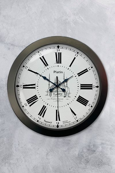 Kasva Concept Gift 36 cm Black Metal Istanbul Wall Clock