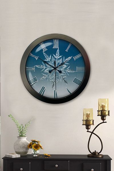 Kasva Concept Gift 36 cm Black Metal Snowflake Wall Clock