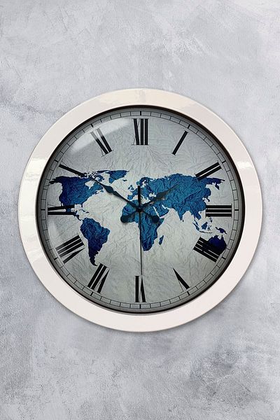 Kasva Concept Gift 36 cm White Metal World Wall Clock