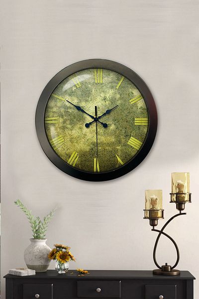 Kasva Concept Gift 36 cm Black Metal Antique Wall Clock