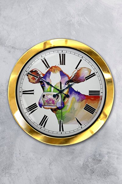 Platin Saat هدية ساعة حائط بقرة معدنية ذهبية مقاس 36 سم