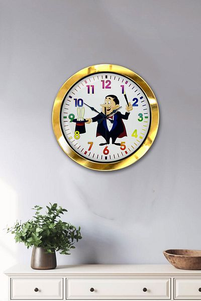 Kasva Concept Gift 36 cm Gold Metal Wizard Wall Clock