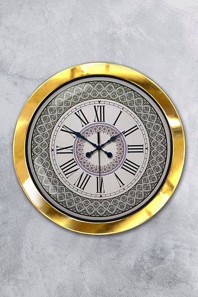 Kasva Concept 36 cm Gold Metal Roman Numeral Wall Clock