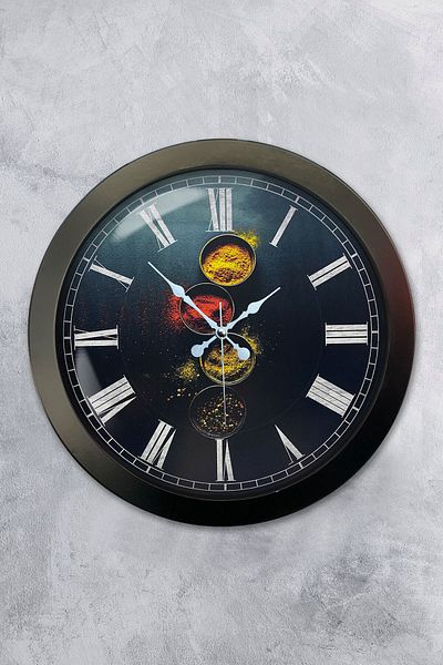 Kasva Concept Gift 36 cm Black Metal Kitchen Wall Clock