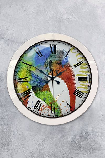 Kasva Concept Gift 36 cm White Metal Colorful Wall Clock