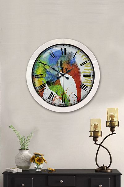 Kasva Concept Gift 36 cm White Metal Colorful Wall Clock