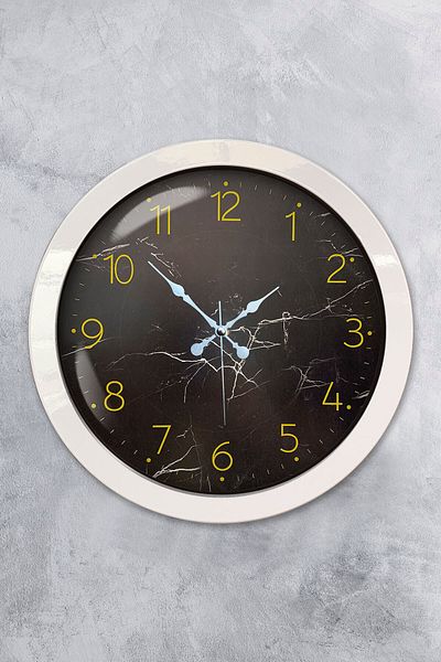 Kasva Concept Ρολόι τοίχου 36 εκ. Λευκό Μεταλλικό Μαύρο Μοτίβο