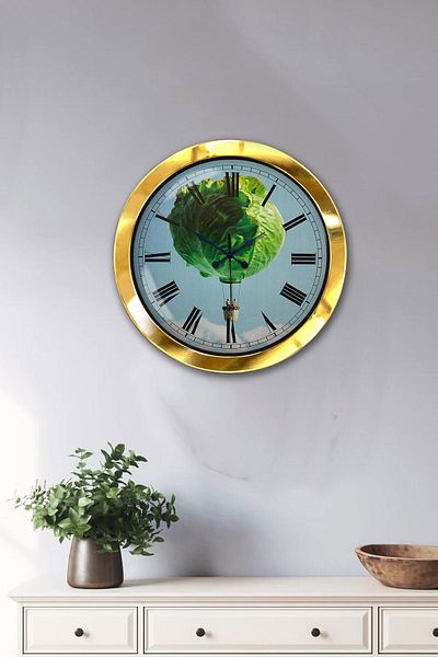 Kasva Concept Gift 36 cm Gold Metal Kitchen Wall Clock