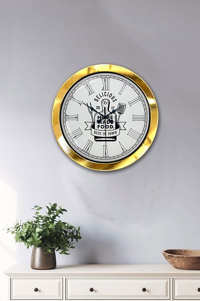 Kasva Concept Gift 36 cm Gold Metal Kitchen Wall Clock