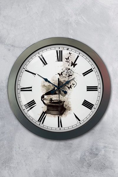 Kasva Concept Gift 36 cm Chrome Metal Music Wall Clock