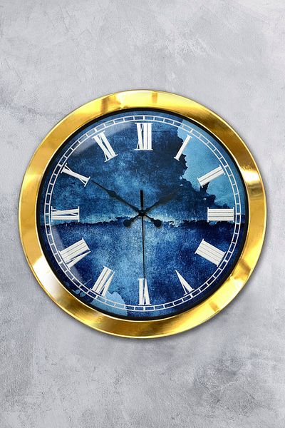 Kasva Concept Gift 36 cm Gold Metal White Roman Wall Clock