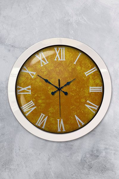 Kasva Concept Gift 36 cm White Metal Yellow Wall Clock