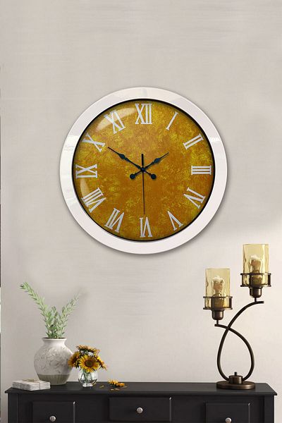 Kasva Concept Gift 36 cm White Metal Yellow Wall Clock