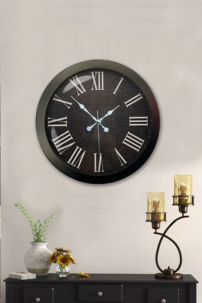 Kasva Concept Gift 36 cm Black Metal Black Color Wall Clock