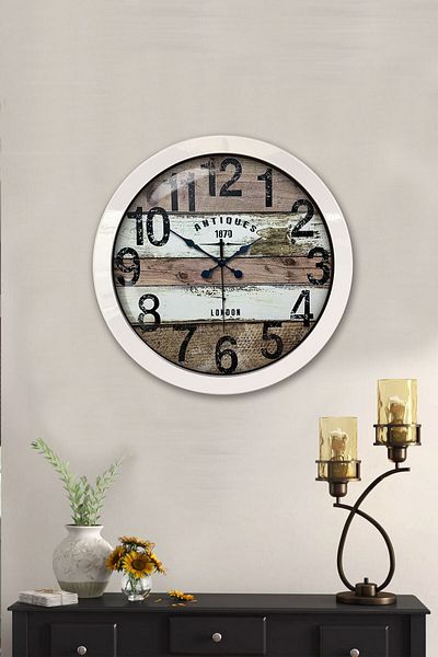 Kasva Concept Gift 36 cm White Metal Vintage Wall Clock