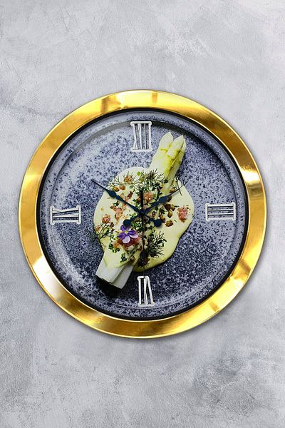 Kasva Concept Gift 36 cm Gold Metal Kitchen Wall Clock