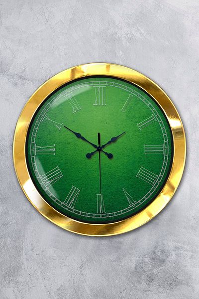 Kasva Concept Gift 36 cm Gold Metal Green Wall Clock