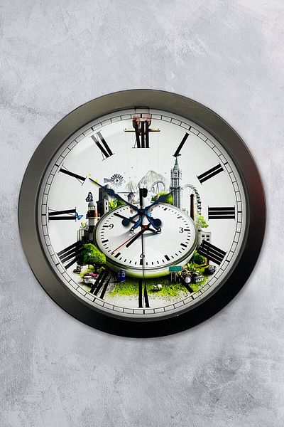 Kasva Concept Gift 36 cm Black Metal Decorative Wall Clock