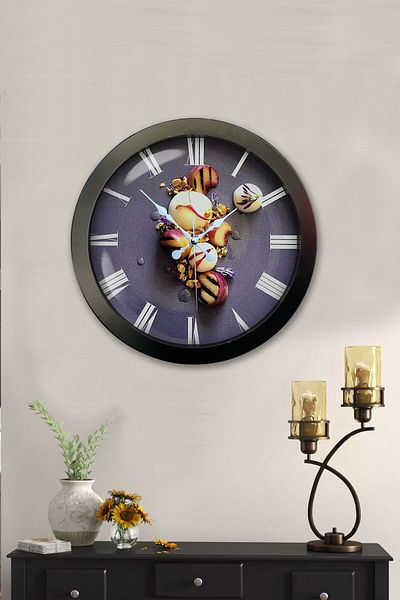 Kasva Concept Gift 36 cm Black Metal Kitchen Wall Clock